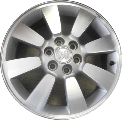 Buick Terraza 2007 silver machined 17x6.5 aluminum wheels or rims. Hollander part number ALY4099/4073HH, OEM part number 9595996.