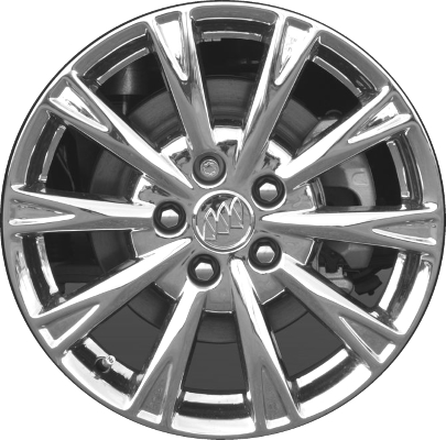 Buick Lucerne 2009-2011 chrome 17x7 aluminum wheels or rims. Hollander part number ALY4091U85, OEM part number 9597249.