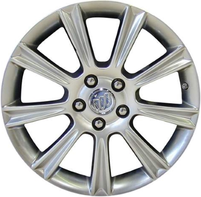Buick Allure 2008-2009, LaCrosse 2008-2009 powder coat hyper silver 18x7 aluminum wheels or rims. Hollander part number 4084U78, OEM part number 9597172.