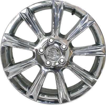 Buick Allure 2008-2009, LaCrosse 2008-2009 chrome 18x7 aluminum wheels or rims. Hollander part number 4085U85, OEM part number 9597962.