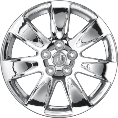 Buick Allure 2010, LaCrosse 2010-2013, Regal 2011-2017 chrome 18x8 aluminum wheels or rims. Hollander part number 4095, OEM part number 9598631, 19257300.