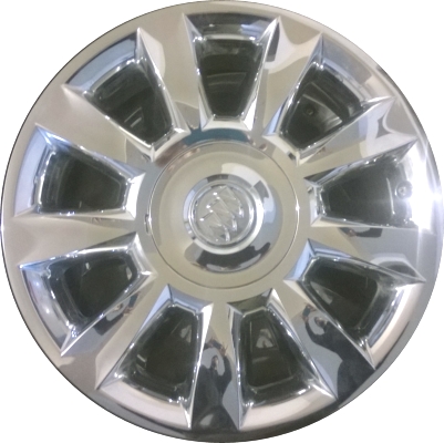 Buick Enclave 2011-2015 chrome clad 19x7.5 aluminum wheels or rims. Hollander part number ALY4098, OEM part number 9598455.