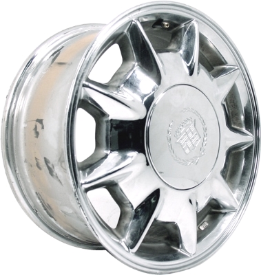 Cadillac Seville 1996-1997 chrome 16x7 aluminum wheels or rims. Hollander part number ALY4528, OEM part number Not Known.