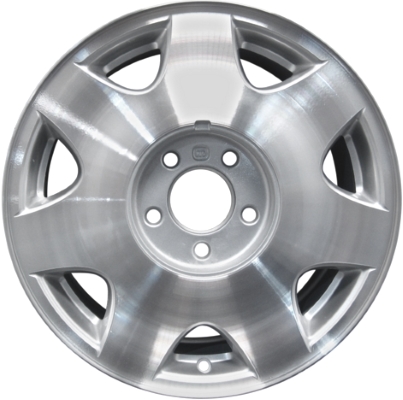 Cadillac Seville 1998-2001 silver machined 16x7 aluminum wheels or rims. Hollander part number ALY4536, OEM part number 9592714.