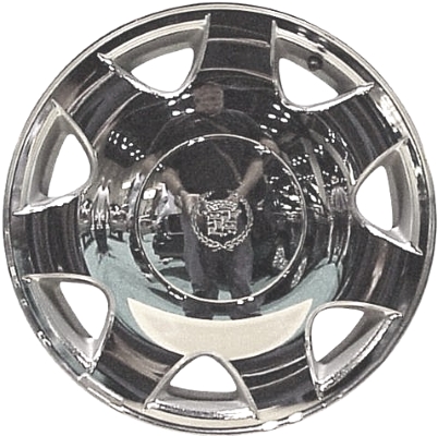Cadillac Seville 1998-2001 chrome 16x7 aluminum wheels or rims. Hollander part number ALY4537, OEM part number 9592715.
