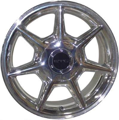 Cadillac Eldorado 2002 chrome 16x7 aluminum wheels or rims. Hollander part number ALY4565, OEM part number 9594858.
