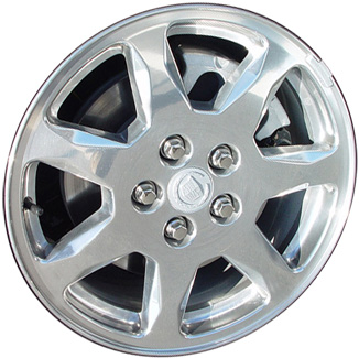 Cadillac Seville 2001-2004, Aurora 2003 chrome 17x7.5 aluminum wheels or rims. Hollander part number 4564U85, OEM part number 9593846.