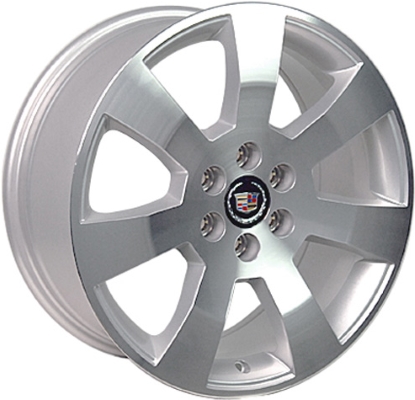 Cadillac SRX 2006-2009 silver machined 18x8 aluminum wheels or rims. Hollander part number ALY4607HH, OEM part number 9595749, 9598546.