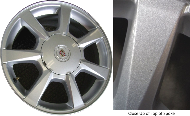 Cadillac CTS 2008-2009 powder coat sparkle silver 17x8 aluminum wheels or rims. Hollander part number ALY4623U20, OEM part number 9596616.
