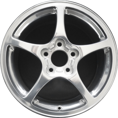 Chevrolet Corvette 2000-2004 polished 17x8.5 aluminum wheels or rims. Hollander part number ALY5102A80.POL, OEM part number 9594010.
