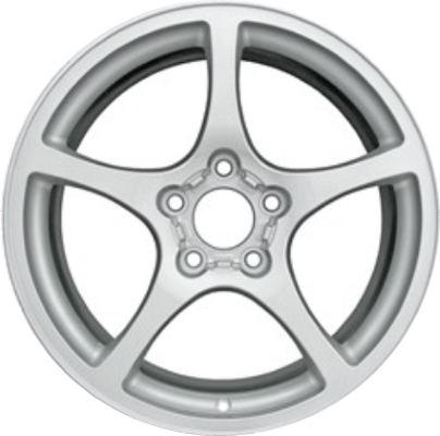 Chevrolet Corvette 2000-2004 powder coat silver 17x8.5 aluminum wheels or rims. Hollander part number ALY5102U20, OEM part number 9593798.