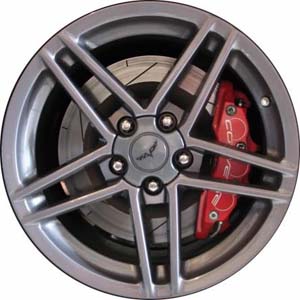 Chevrolet Corvette 2006-2008 powder coat dark grey 18x9.5 aluminum wheels or rims. Hollander part number ALY5090U30/5101, OEM part number 9597191.