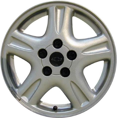 Chevrolet Venture 2001-2005 powder coat silver 16x6.5 aluminum wheels or rims. Hollander part number ALY5149, OEM part number 9593736.