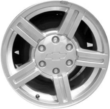 Chevrolet Colorado 2004-2008, GMC Canyon 2004-2008 powder coat silver or machined 17x8 aluminum wheels or rims. Hollander part number 5184U, OEM part number 9593983.