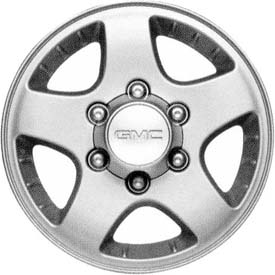 GMC Canyon 2004-2008 powder coat silver 15x6.5 aluminum wheels or rims. Hollander part number ALY5185, OEM part number 9595548.