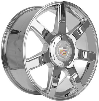 Cadillac Escalade 2007-2014 chrome 22x9 aluminum wheels or rims. Hollander part number ALY5309, OEM part number 9595854, 9598755.