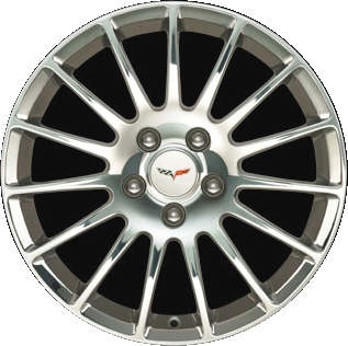 Chevrolet Corvette 2005-2012 polished 18x8.5 aluminum wheels or rims. Hollander part number ALY5348, OEM part number 17800900.