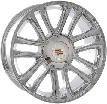 Cadillac Escalade 2007-2014 chrome 22x9 aluminum wheels or rims. Hollander part number ALY5358, OEM part number 9597224.