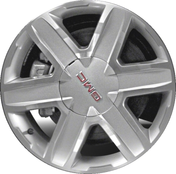 GMC Terrain 2010-2014 silver machined 18x7 aluminum wheels or rims. Hollander part number ALY5450, OEM part number 9597542.