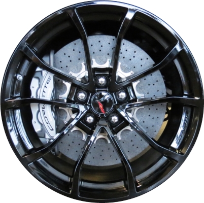 Chevrolet Corvette 2012-2013, Corvette 2017-2019 powder coat black 19x10 aluminum wheels or rims. Hollander part number 5542U45/5779, OEM part number 9598726, 84073056.