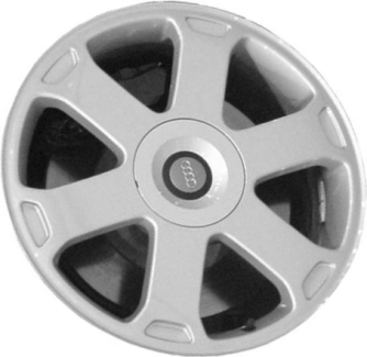 Audi S4 2000-2002 powder coat silver 17x7.5 aluminum wheels or rims. Hollander part number ALY58723, OEM part number 8D060125NZ17.