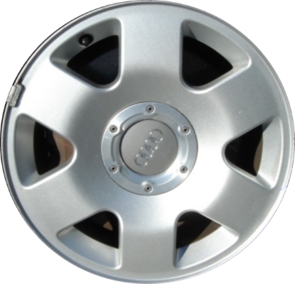 Audi A6 2000-2004, Allroad 2001-2003 powder coat silver 16x7 aluminum wheels or rims. Hollander part number 58732, OEM part number 4B3601025KZ17, 4B3601025CZ17.
