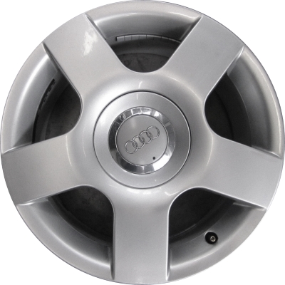 Audi A4 2002-2005 powder coat silver 16x7 aluminum wheels or rims. Hollander part number ALY58746, OEM part number 8E0601025TZ17.