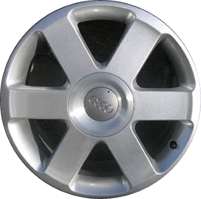 Audi A4 2003-2005 powder coat silver 17x7.5 aluminum wheels or rims. Hollander part number ALY58759, OEM part number 8E0601025JZ17.