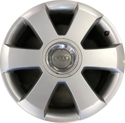 Audi A4 2003-2006 powder coat silver 17x7.5 aluminum wheels or rims. Hollander part number ALY58760, OEM part number 8H0601025AZ17.