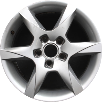 Audi A6 2007-2010 powder coat silver 16x7.5 aluminum wheels or rims. Hollander part number ALY58812, OEM part number 4F0601025BH.