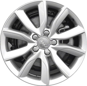 Audi A3 2009-2013 powder coat silver 17x7.5 aluminum wheels or rims. Hollander part number ALY58832, OEM part number 8P0601025BK.