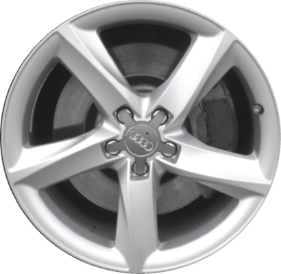 Audi A8 2009-2010 powder coat silver 19x8.5 aluminum wheels or rims. Hollander part number ALY58854, OEM part number 4E0601025BA.