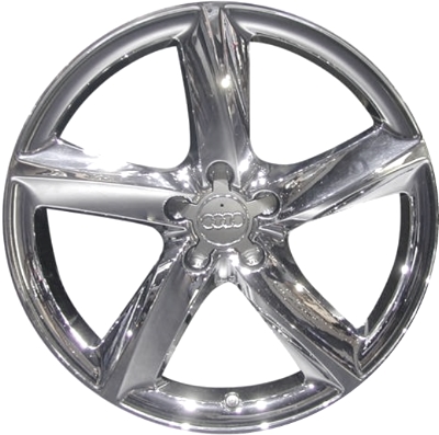 Audi A8 2009-2010 chrome 19x8.5 aluminum wheels or rims. Hollander part number ALY58855, OEM part number 4E0601025BF.