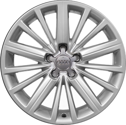 Audi A5 2010-2018, S5 2010-2017 powder coat silver 18x8.5 aluminum wheels or rims. Hollander part number 58861, OEM part number 8F0601025A.
