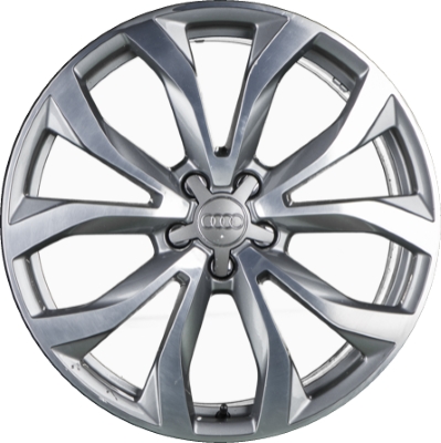 Audi A6 2012-2015 medium grey machined 20x8.5 aluminum wheels or rims. Hollander part number ALY58897, OEM part number 4G0601025G.