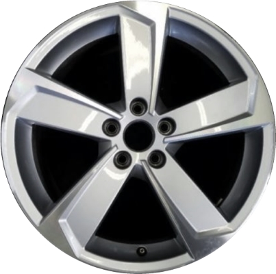 Audi S3 2017-2020 silver machined 18x8 aluminum wheels or rims. Hollander part number ALY59024, OEM part number 8V0601025DF.