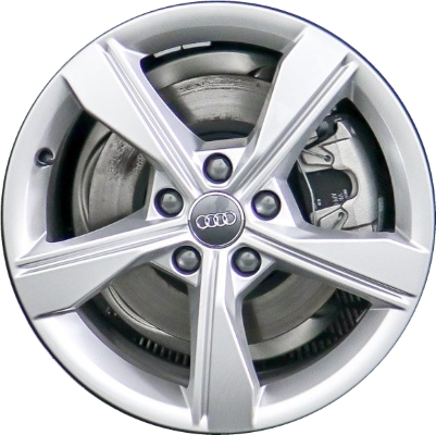 Audi A4 2019 powder coat silver 17x7.5 aluminum wheels or rims. Hollander part number ALY59066, OEM part number 8W0601025EH.