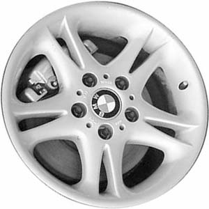 BMW Z3 1998-2002 powder coat silver 16x7 aluminum wheels or rims. Hollander part number ALY59304, OEM part number 36111095095.