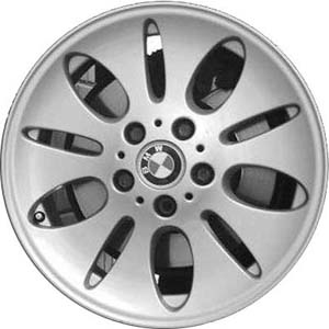 BMW X5 2001-2006 powder coat silver 17x7.5 aluminum wheels or rims. Hollander part number ALY59330, OEM part number 36111096156.
