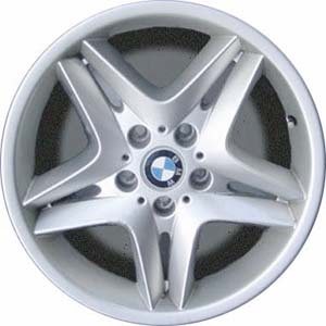 BMW X5 2001-2006 powder coat silver 18x8.5 aluminum wheels or rims. Hollander part number ALY59332, OEM part number 36116750865.