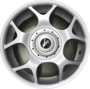 Mini Clubman 2008-2009, Cooper 2002-2009 powder coat silver 16x6.5 aluminum wheels or rims. Hollander part number 59363U20, OEM part number 36111512350, 36111512351.