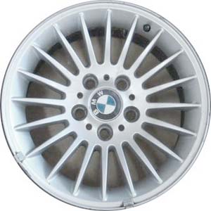 BMW 740i 2000-2001 powder coat silver 16x7.5 aluminum wheels or rims. Hollander part number ALY59392, OEM part number 36111095049.