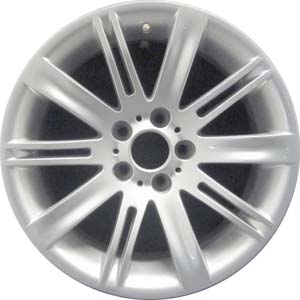 BMW 645i 2004-2005, 650i 2006-2010 powder coat silver 18x8 aluminum wheels or rims. Hollander part number 59488, OEM part number 36116760625.