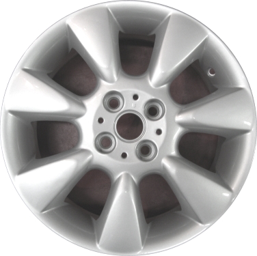 Mini Cooper 2003-2009 powder coat silver 16x6.5 aluminum wheels or rims. Hollander part number ALY59500U20, OEM part number 36116763297, 36116763298.