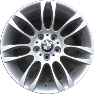 BMW 323i 2006-2012, 325i 2006, 328i 2007-2013, 330i 2006, 335i 2007-2013 powder coat silver 18x8 aluminum wheels or rims. Hollander part number 59594, OEM part number 36116775605, 36116769561.