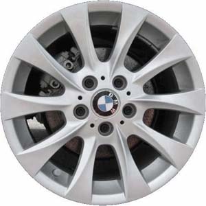 BMW Z4 2003-2008 powder coat silver 17x8 aluminum wheels or rims. Hollander part number ALY59601, OEM part number 36116771158.