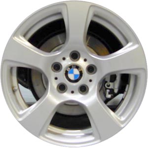 BMW 323i 2006-2012, 328i 2007-2013, 335i 2007-2013 powder coat silver 17x8 aluminum wheels or rims. Hollander part number 59611, OEM part number 36116770239.