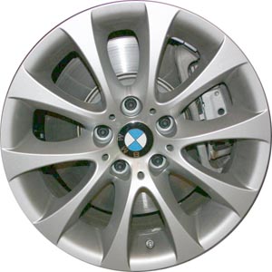 BMW 323i 2006-2012, 328i 2007-2013, 335i 2007-2013 powder coat silver 17x8 aluminum wheels or rims. Hollander part number 59613, OEM part number 36116768854.