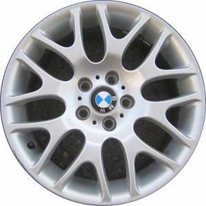 BMW 323i 2006-2012, 328i 2007-2013, 335i 2007-2013 powder coat silver 18x8 aluminum wheels or rims. Hollander part number 59615, OEM part number 36116775609.