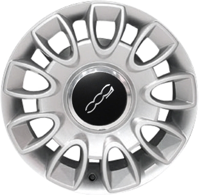Fiat 500 2012-2018, 500c 2012-2018 powder coat silver 15x6 aluminum wheels or rims. Hollander part number 61661, OEM part number 68072556AA.